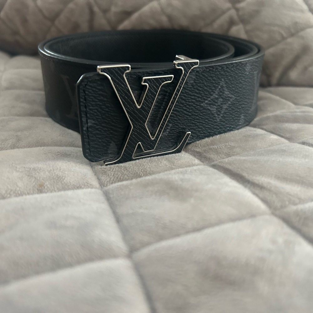 Luxury Black Leather Belt with Iconic Monogram Buckle